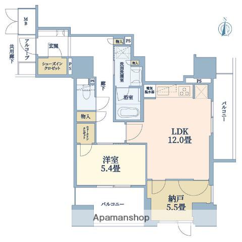 ジオタワー堺筋本町(1SLDK/6階)の間取り写真
