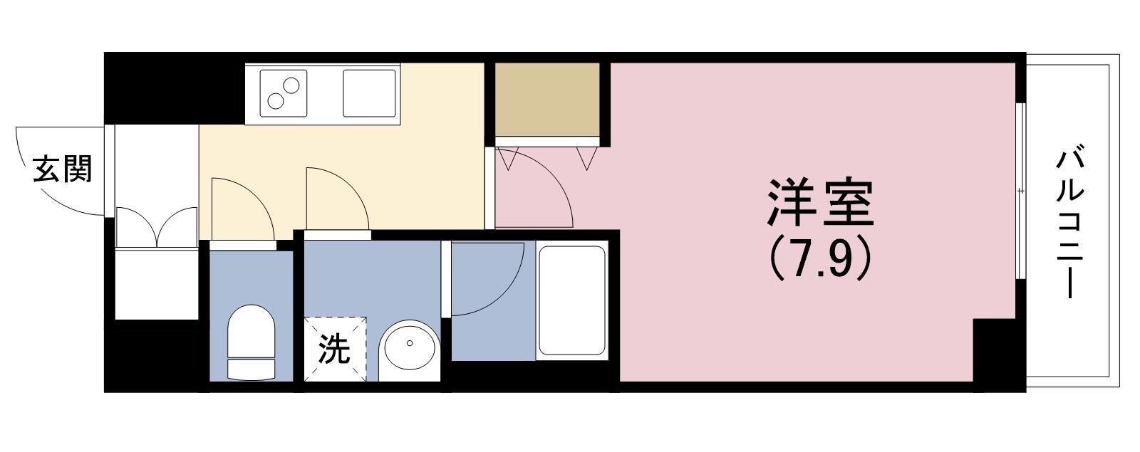 スプランディッド上本町ウエスト(1K/15階)の間取り写真