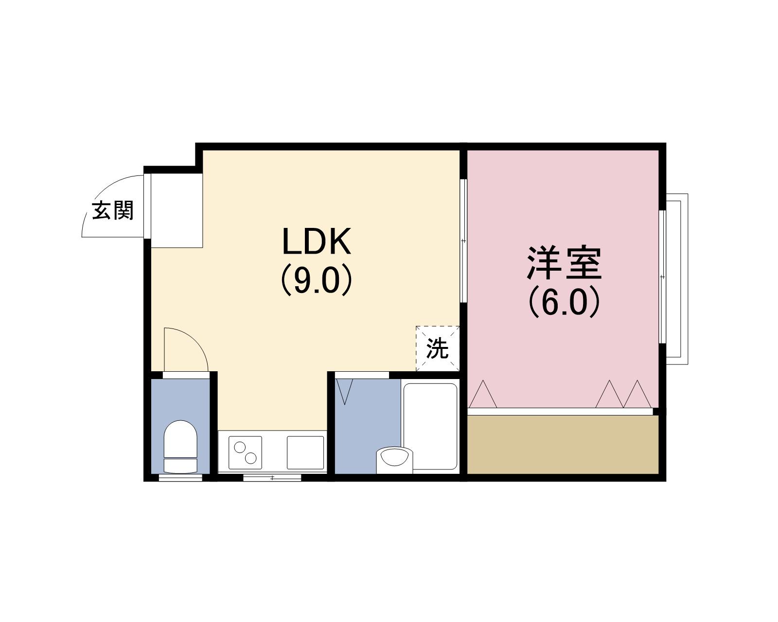 エルム小谷(1LDK/4階)の間取り写真