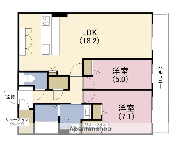 スプランディッド本町グラン(2LDK/19階)の間取り写真