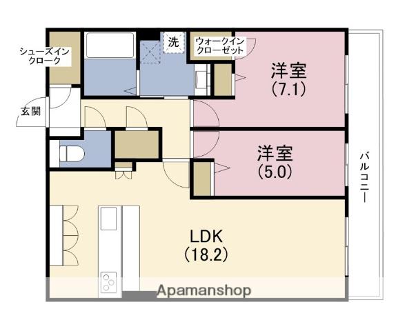 スプランディッド本町グラン(2LDK/17階)の間取り写真