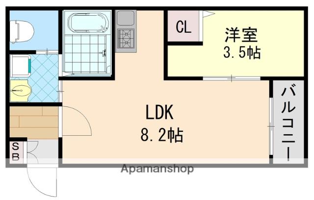 H-MAISON鶴橋Ⅱ(1LDK/2階)の間取り写真