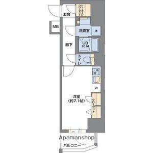 METROSA谷町六丁目サウス(ワンルーム/8階)の間取り写真
