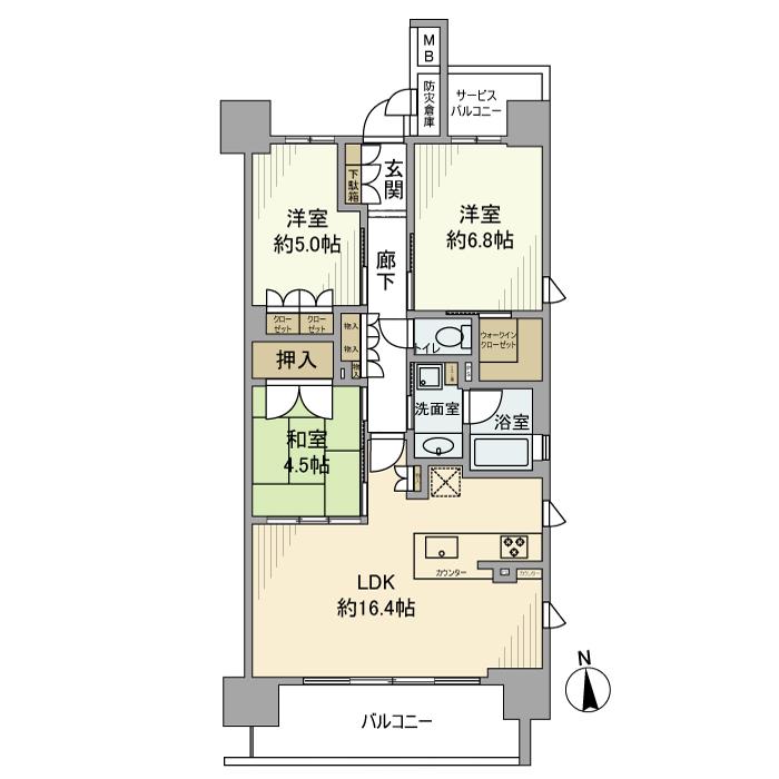 サンクレイドル阿倍野阪南町(3LDK/6階)の間取り写真