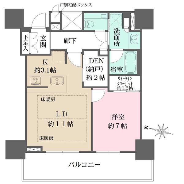 ザ・パークハウス大阪梅田タワー(1LDK/13階)の間取り写真