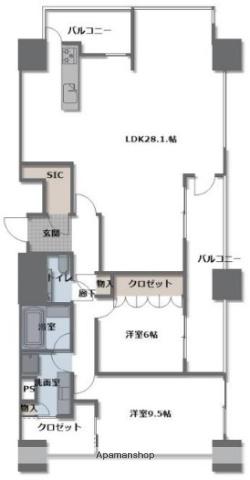 サンメゾン心斎橋セレブリテ(2LDK/15階)の間取り写真