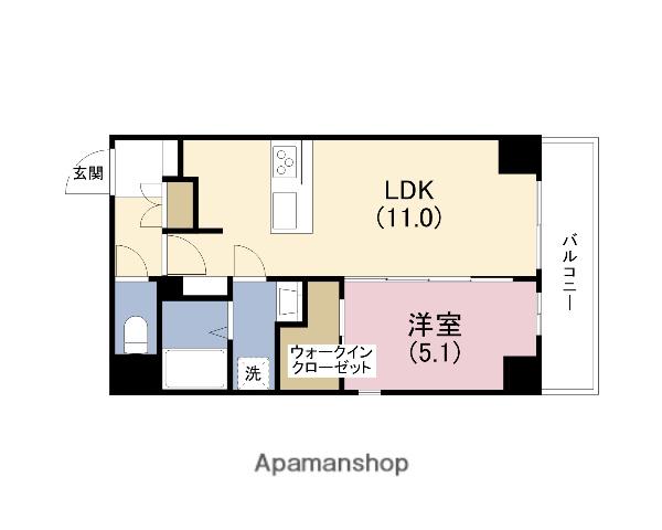 JPNOIE上町台龍造寺(1LDK/8階)の間取り写真