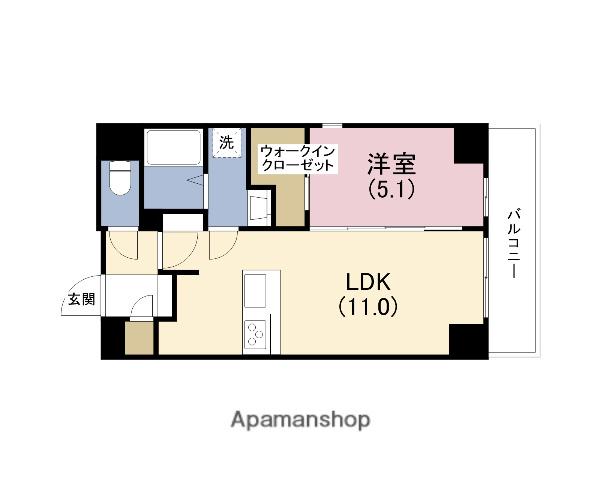 JPNOIE上町台龍造寺(1LDK/4階)の間取り写真