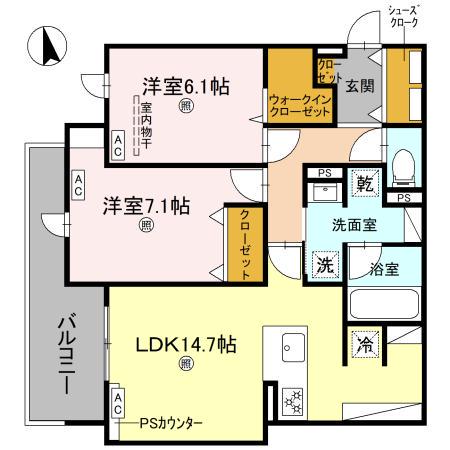 スペチアーレ杭全(2LDK/3階)の間取り写真