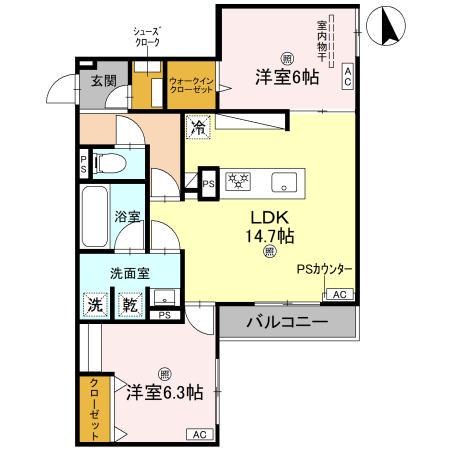 スペチアーレ杭全(2LDK/3階)の間取り写真