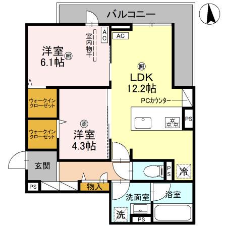 クレスト平野南(2LDK/3階)の間取り写真