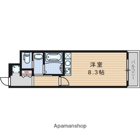 朝日プラザ夕陽丘Ⅲ(1K/2階)の間取り写真