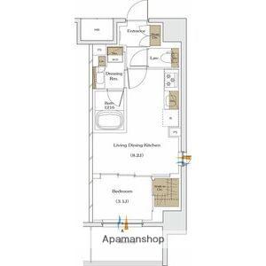 ザ・パークハビオ谷町六丁目テラス(1LDK/8階)の間取り写真