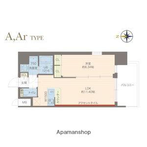 プレジオ城東(1LDK/4階)の間取り写真
