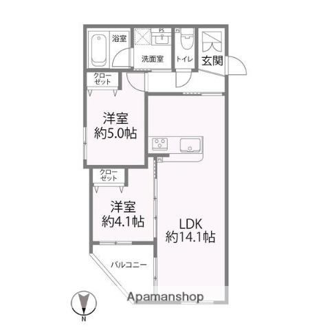 グラン今里ノース(2LDK/1階)の間取り写真