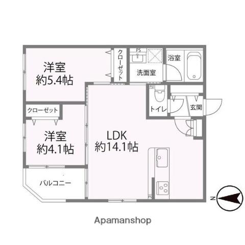 グラン今里ノース(2LDK/2階)の間取り写真