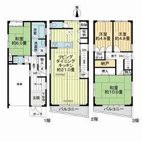 南海電鉄高野線 沢ノ町駅 徒歩5分 3階建 築28年(4LDK)の間取り写真