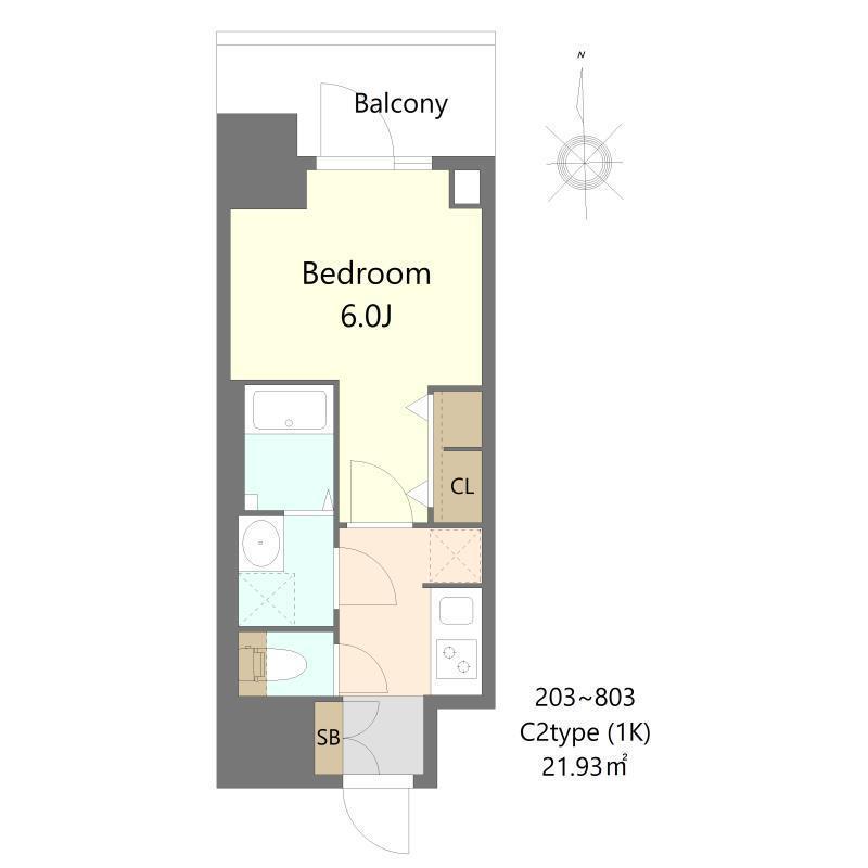 S-RESIDENCE松屋町ASENCE(1K/3階)の間取り写真