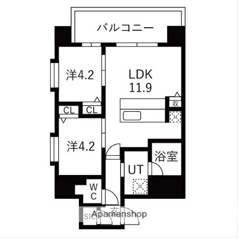 スプランディッド玉造(2LDK/9階)の間取り写真