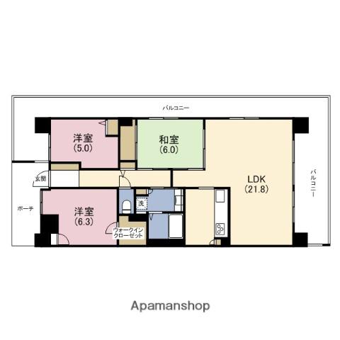 コスモ上町台グレイスタワー(3LDK/6階)の間取り写真