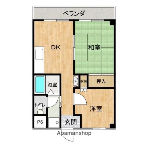 プランドール古市(2DK/2階)の間取り写真