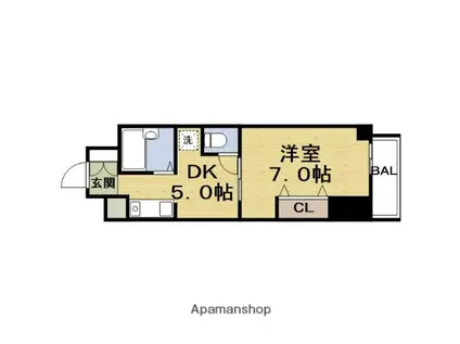 YKマンション(1DK/5階)の間取り写真