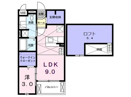 ナイル良Ⅱ(1LDK/2階)の間取り写真