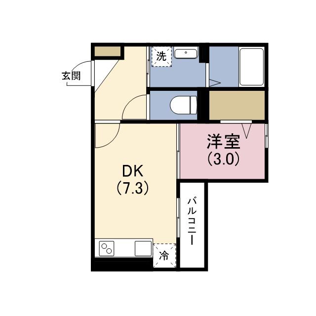 アムール姫島(1DK/1階)の間取り写真