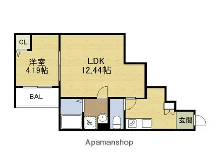 フィノ森小路(1LDK/1階)の間取り写真