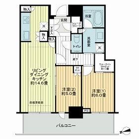 グランドメゾン新梅田タワー ザ・クラブレジデンス(2LDK/13階)の間取り写真