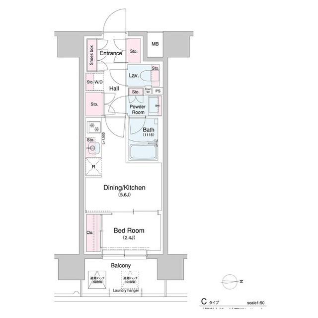 コンフォリア・リヴ南森町Q(1DK/2階)の間取り写真
