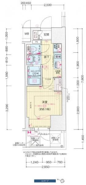 プレサンス塚本アクミリオン(1K/13階)の間取り写真