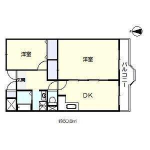 ピュアネスDOI(2DK/3階)の間取り写真