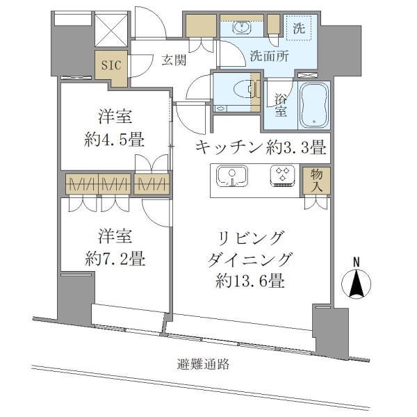 BRILLIA TOWER堂島(2LDK/7階)の間取り写真