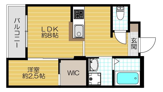 リアコート門真本町(1LDK/4階)の間取り写真