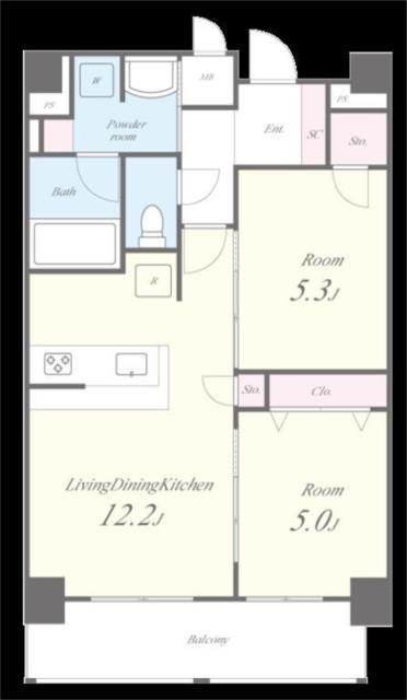 セイワパレス大阪城南(2LDK/8階)の間取り写真