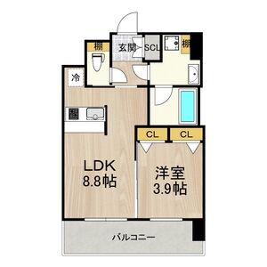 プレジオ弁天町ASIAN(1LDK/4階)の間取り写真