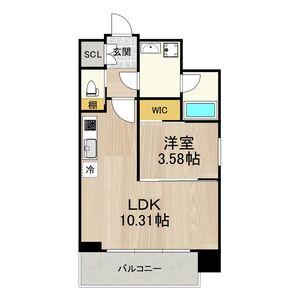 プレジオ弁天町ASIAN(1LDK/6階)の間取り写真