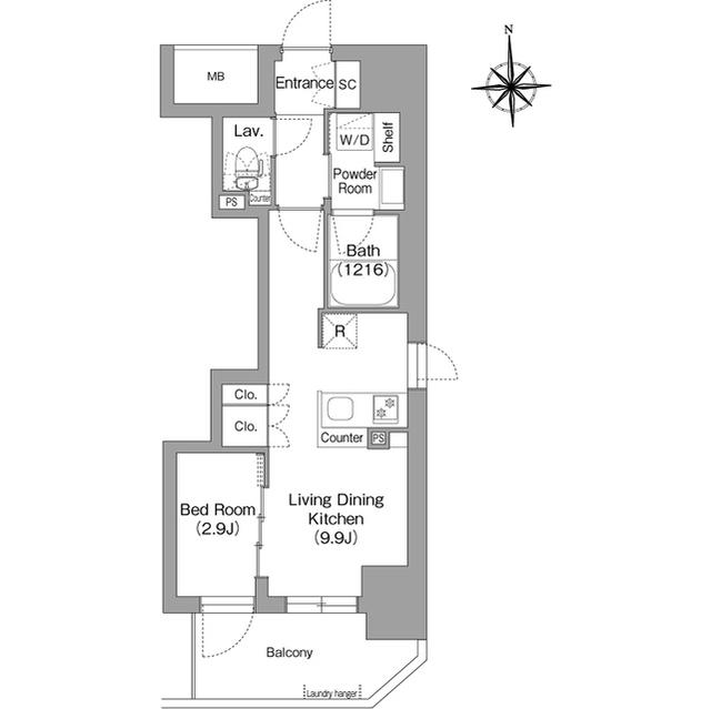 コンフォリア・リヴ博労町一丁目Q(1LDK/3階)の間取り写真