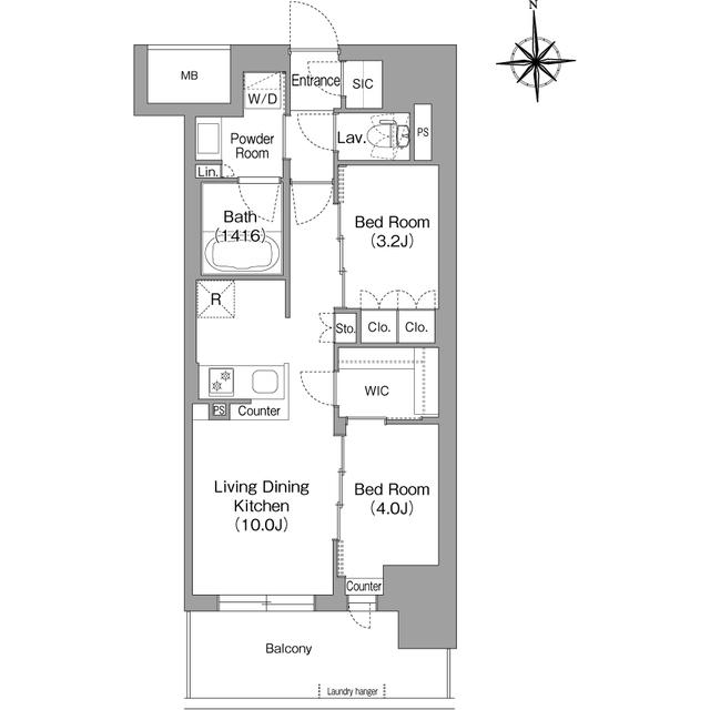 コンフォリア・リヴ博労町一丁目Q(2LDK/11階)の間取り写真
