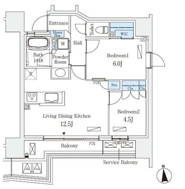 STANDZ四天王寺前夕陽丘(2LDK/5階)の間取り写真
