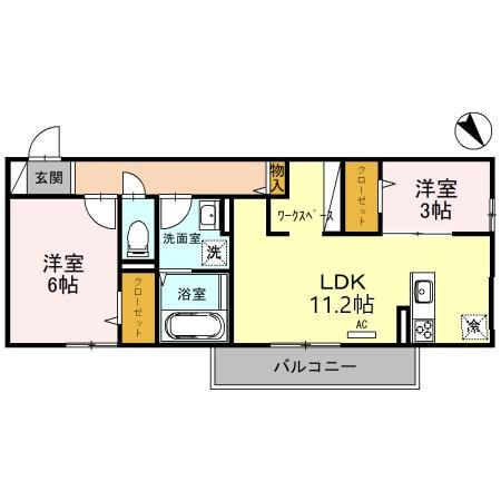メゾン ド レスポワール(2LDK/2階)の間取り写真