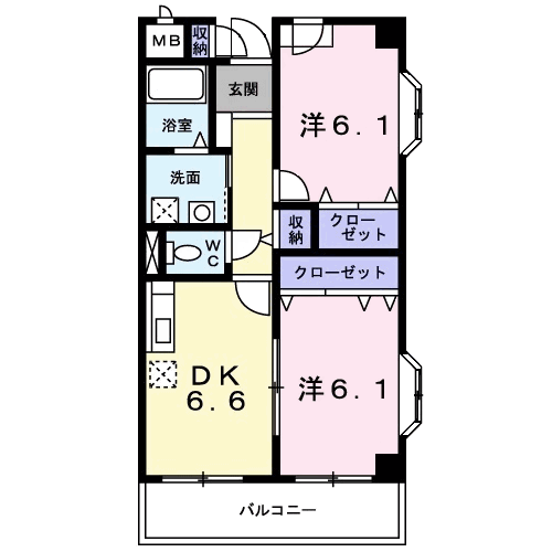 ビアレイド(2DK/2階)の間取り写真
