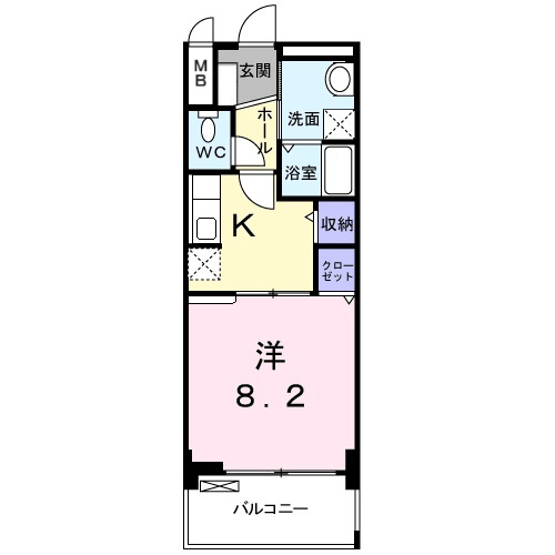セイバリー道意(1K/4階)の間取り写真