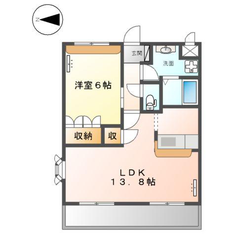 グランディオス(1LDK/2階)の間取り写真