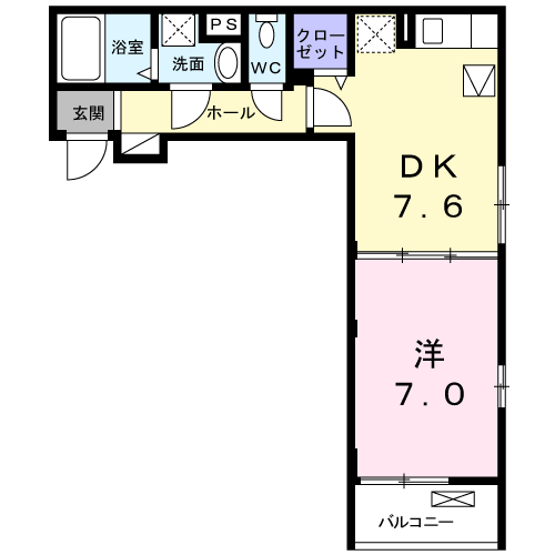 ミクラス(1DK/1階)の間取り写真