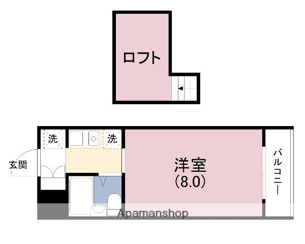 パッサージュⅡ(1K/2階)の間取り写真