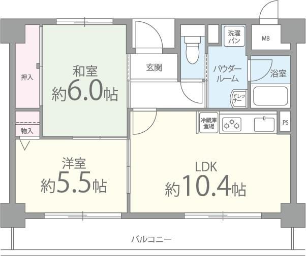 21世紀ペガサスIII(2LDK/2階)の間取り写真
