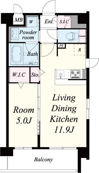グランリール(1LDK/1階)の間取り写真