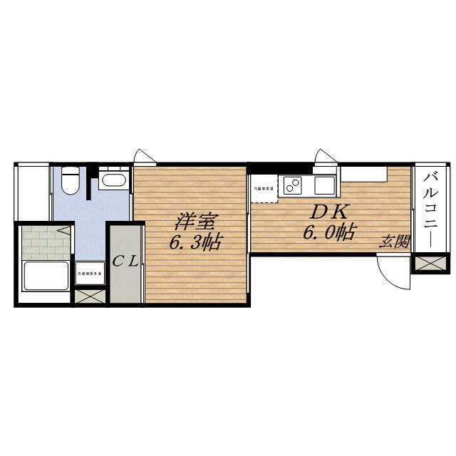 ルル オブ アワジプログレッソ(1DK/1階)の間取り写真